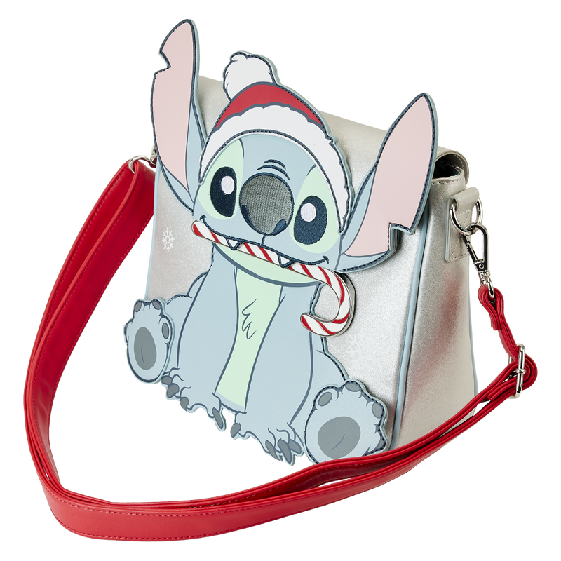Loungefly Disney Glittery Stitch Holiday Crossbody Bag for Winter Fun