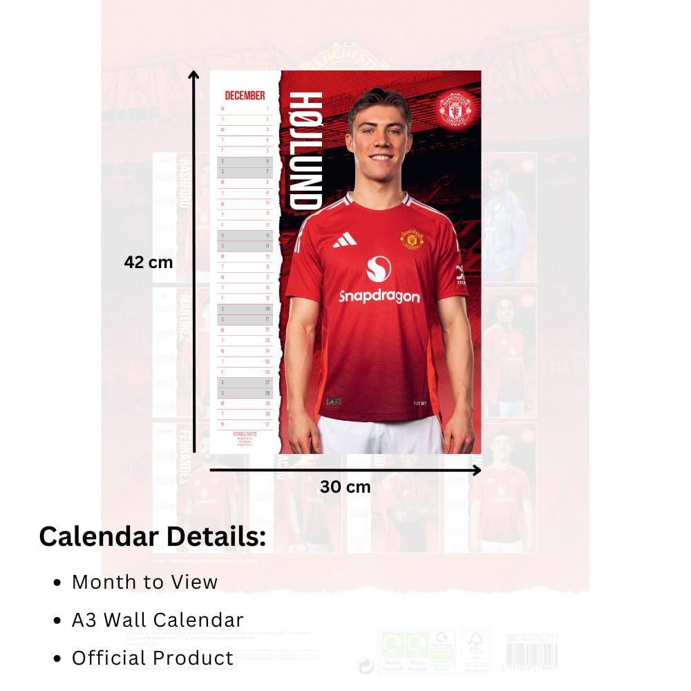 2025 Manchester United Football Club Official A3 Wall Calendar