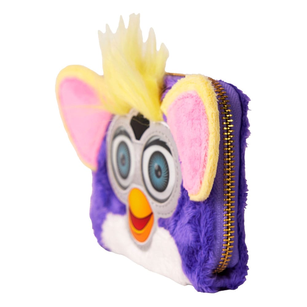 Loungefly Brand Faux Fur and Vegan Leather Zip Around Furby-Themed Wallet for Daily Use