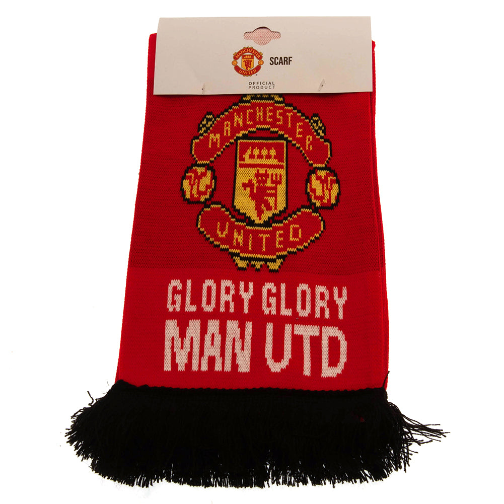 Official Manchester United Football Club Glory Glory Knitted Scarf for Fans