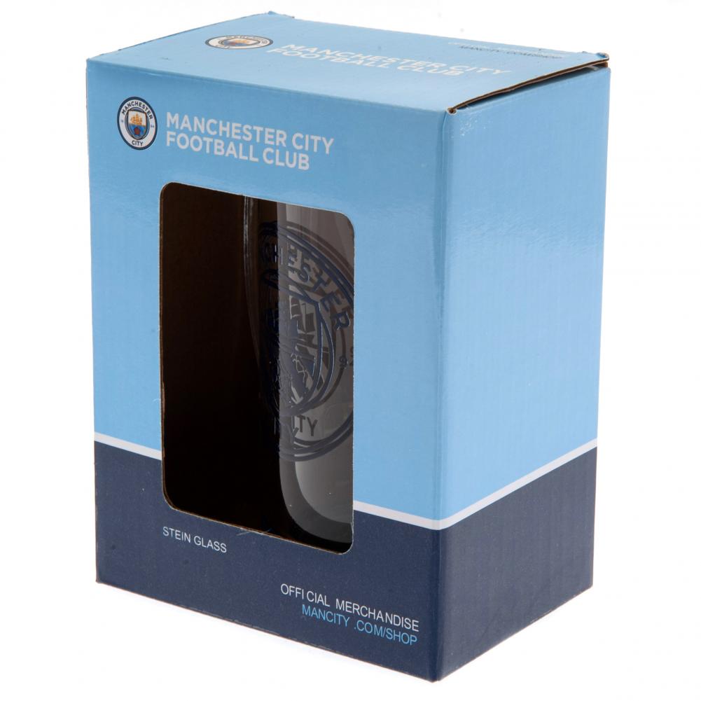 Authentic Manchester City Football Club Glass Stein Tankard for Fans