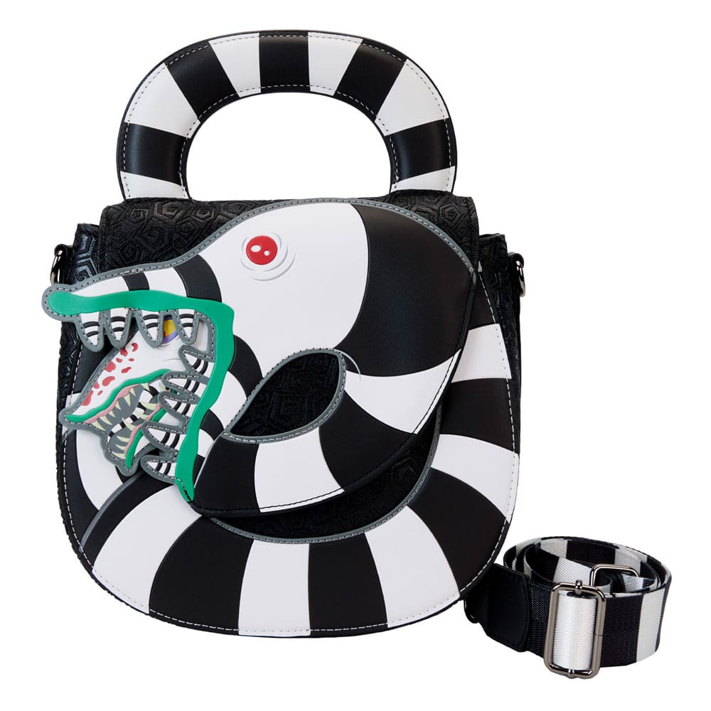 Loungefly Licensed Warner Brothers Beetlejuice Sandworm Design Crossbody Fashion Bag for Travel