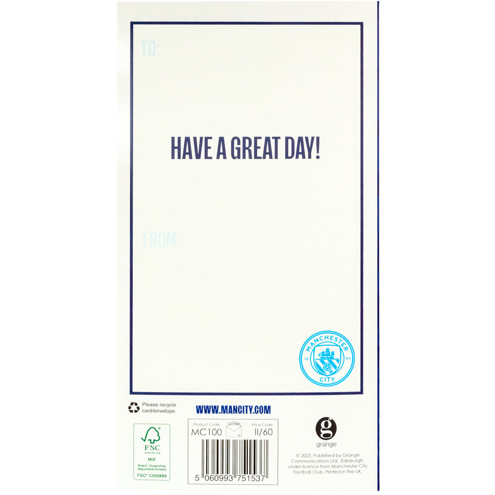 Colorful Glossy Manchester City FC Crest Fold - Out Birthday Card