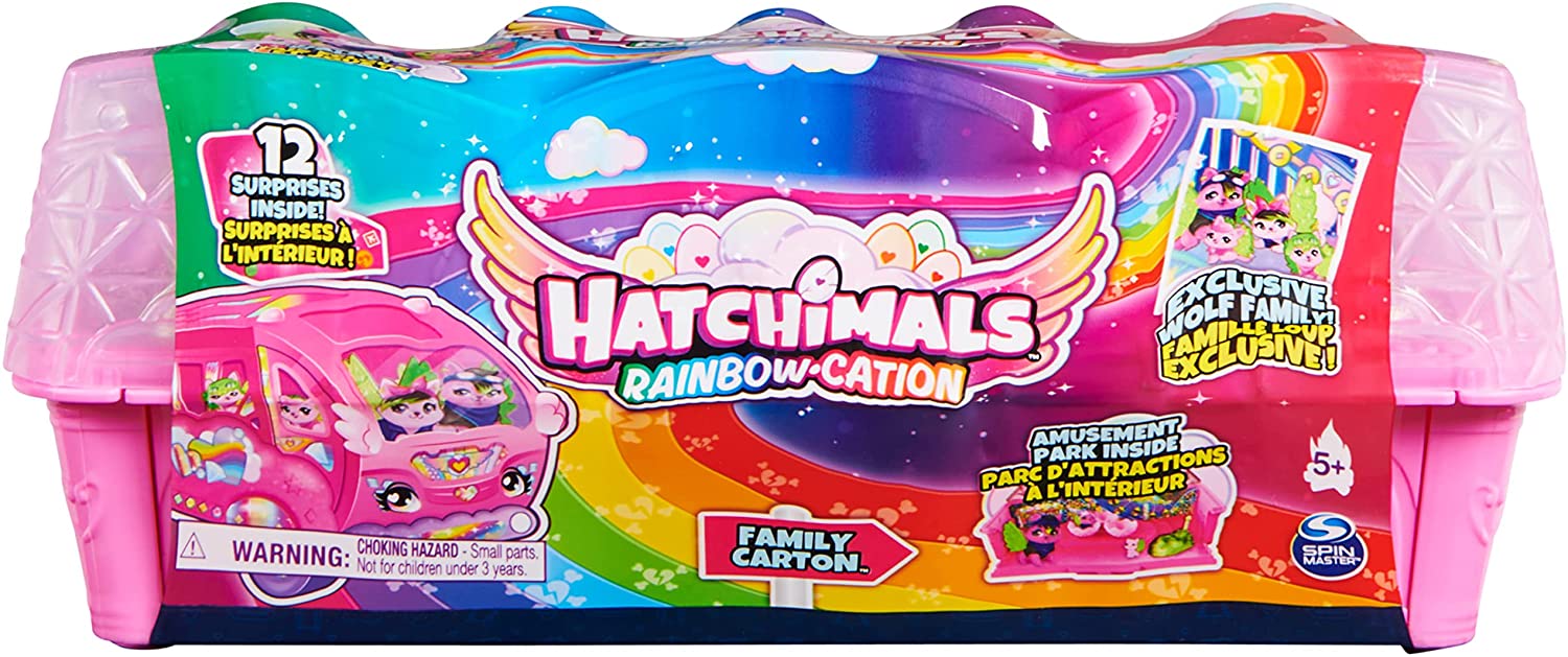 Hatchimals CollEGGtibles: Exclusive Rainbow-cation Wolf Family Carton with Surprising Playset and Collectible Toys