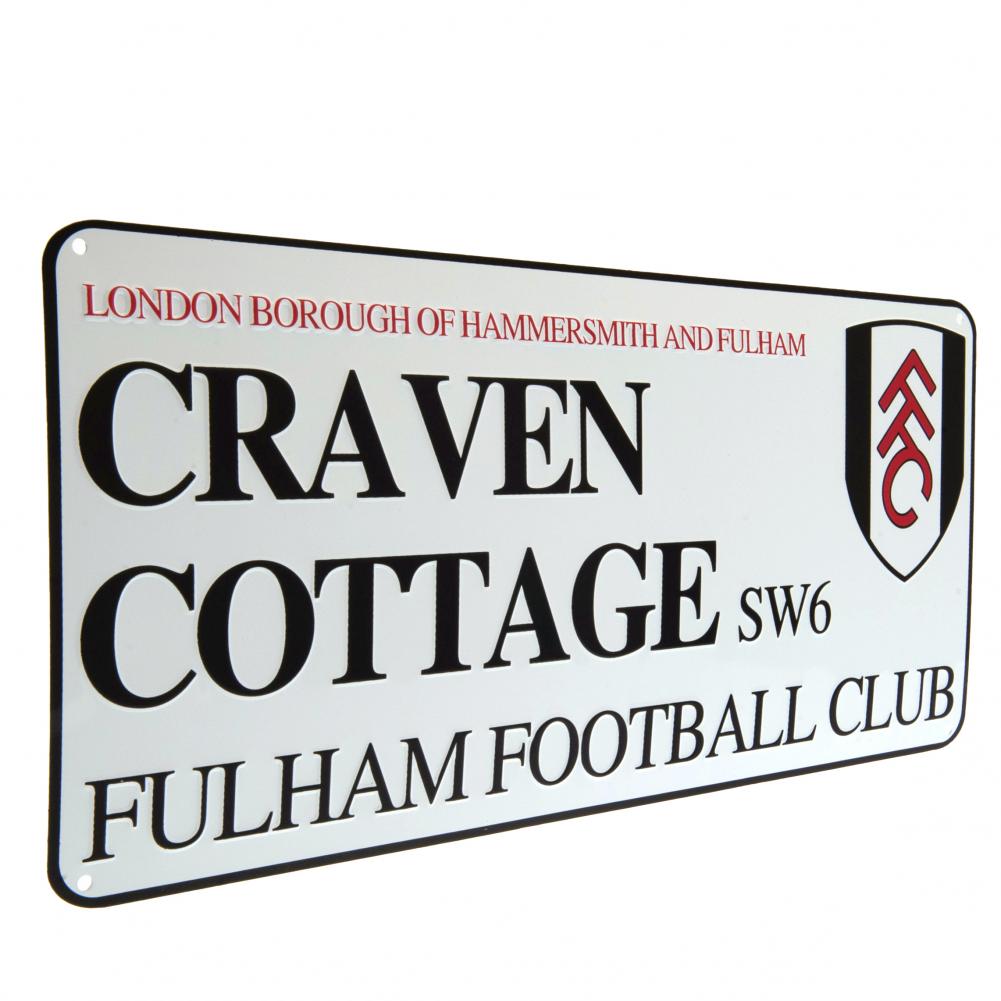 White Glossy Stamped Metal Wall Sign for Fulham FC's Craven Cottage