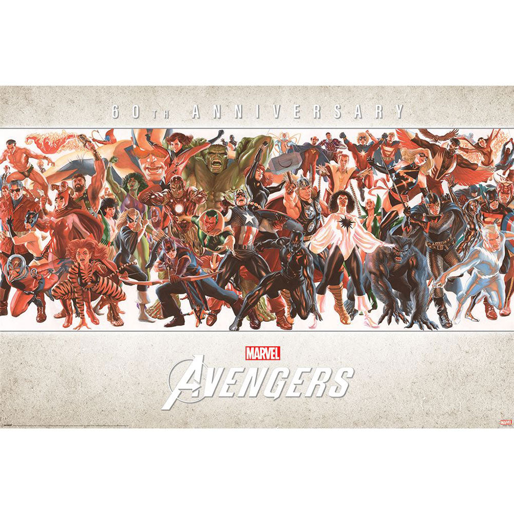 60th Anniversary High - Resolution Glossy Marvel Avengers Rolled Maxi Poster