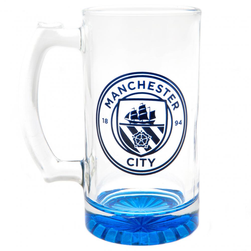 Authentic Manchester City Football Club Glass Stein Tankard for Fans