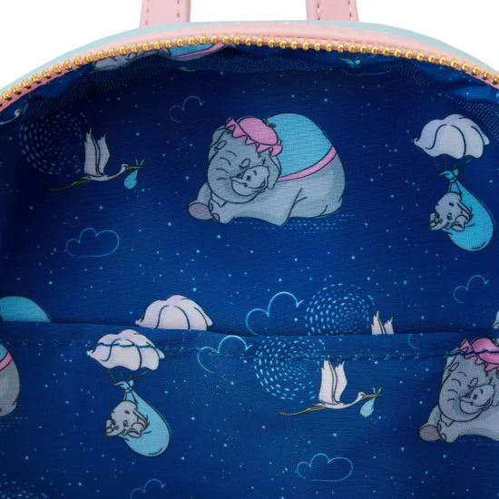 Loungefly Disney Mini Backpack Featuring Mrs. Jumbo Cradling Baby Dumbo in an Appliqued Trunk