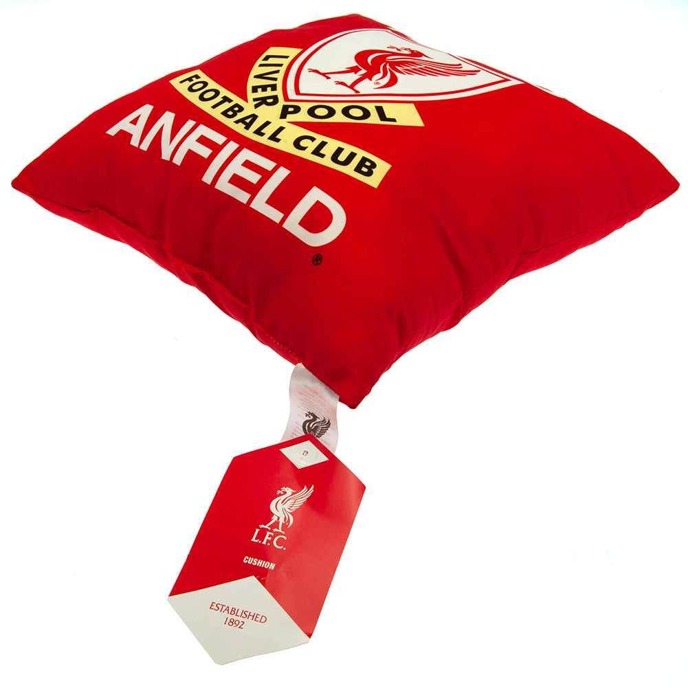 Vibrant Red Liverpool FC 'This Is Anfield' Retro Crest Cushion