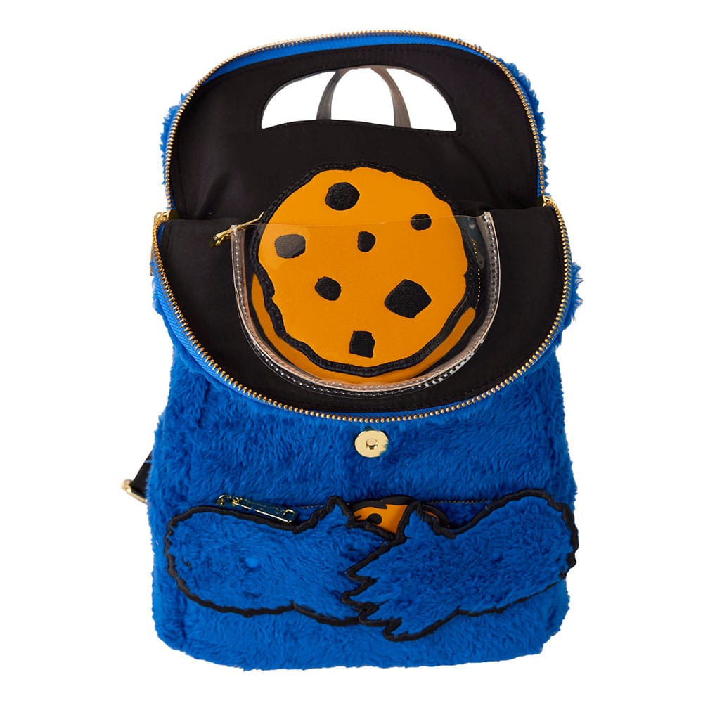 Loungefly Adorable Sesame Street Cookie Monster Fuzzy Plush Mini Backpack