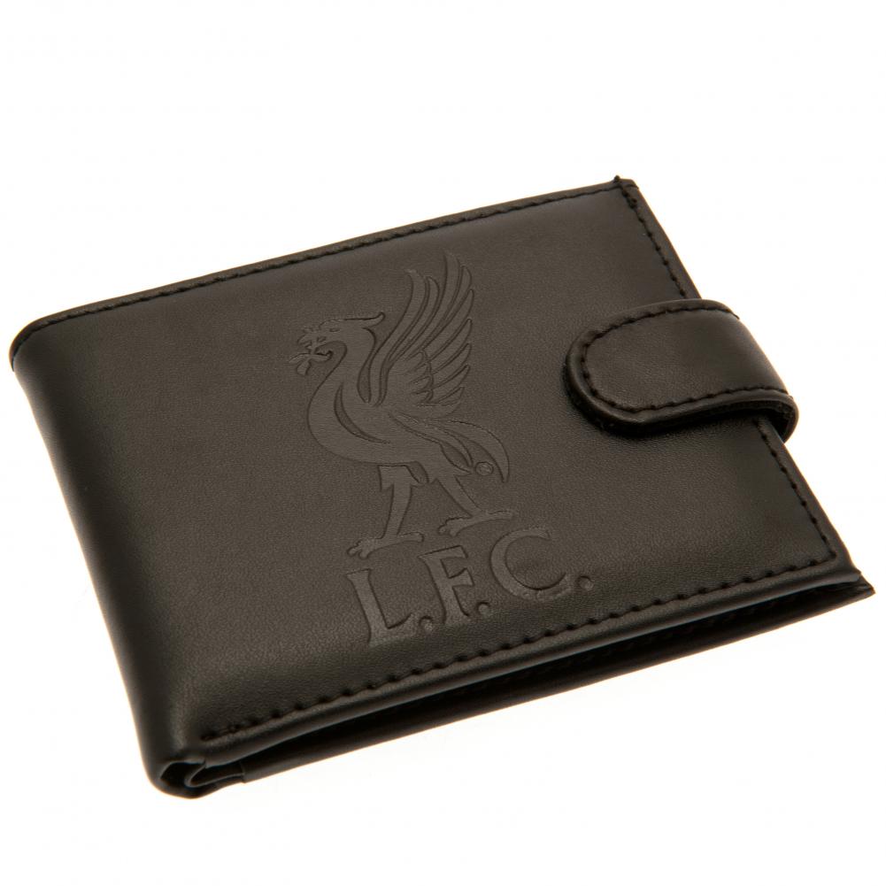 Black Leather Liverpool FC RFID-Protected Wallet with Club Crest