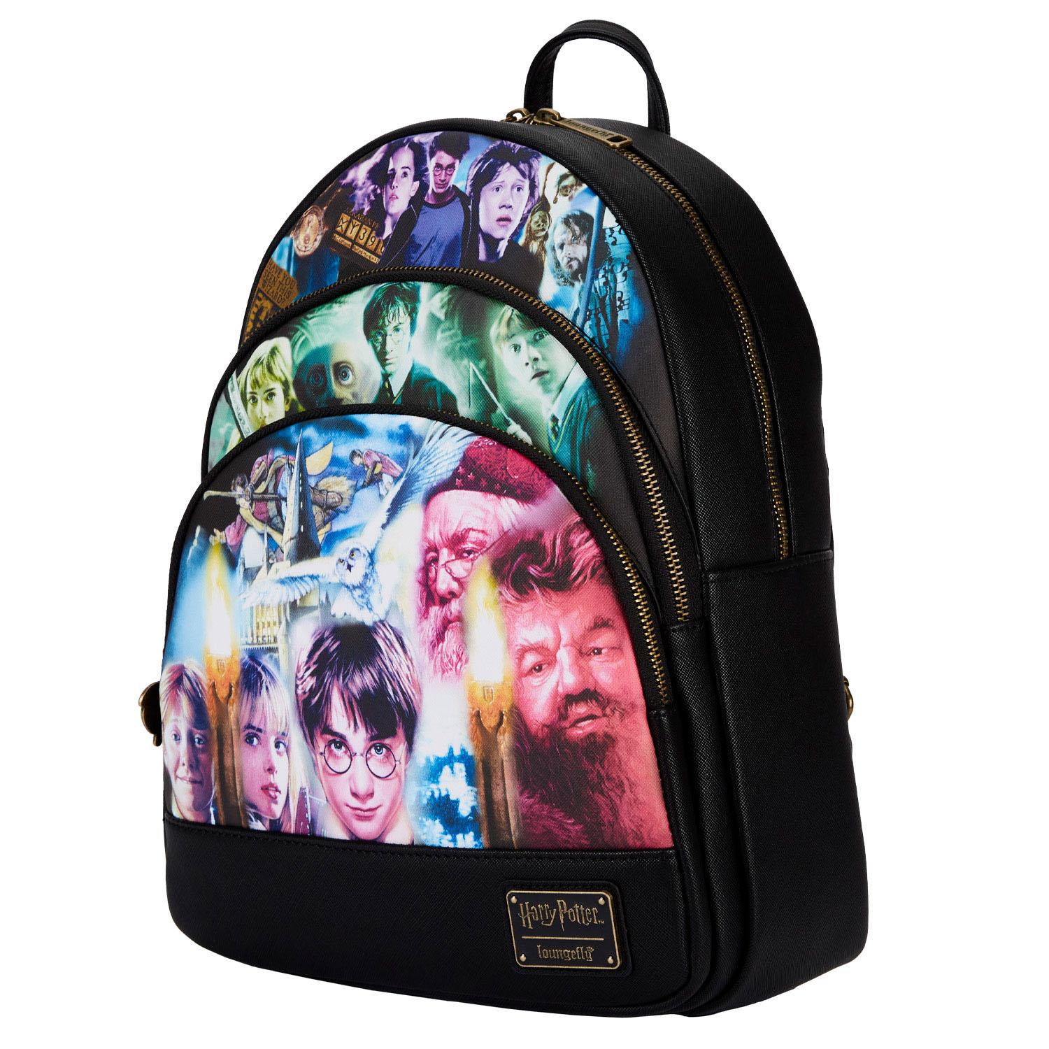Loungefly Branded Harry Potter Trilogy Themed Triple Pocket Mini Backpack for Fashionable Carrying