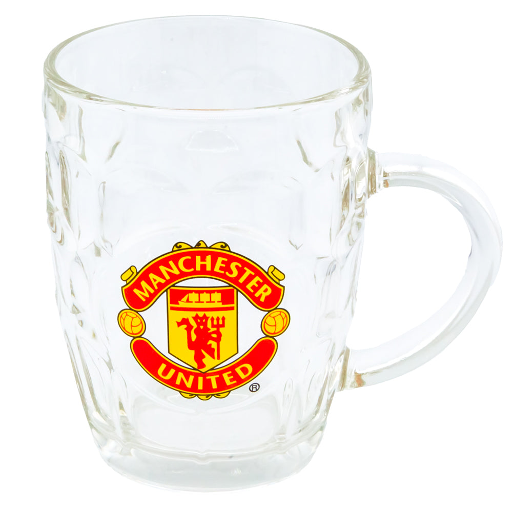 Authentic Manchester United Football Club Dimple Design Pint Glass Tankard for Fans