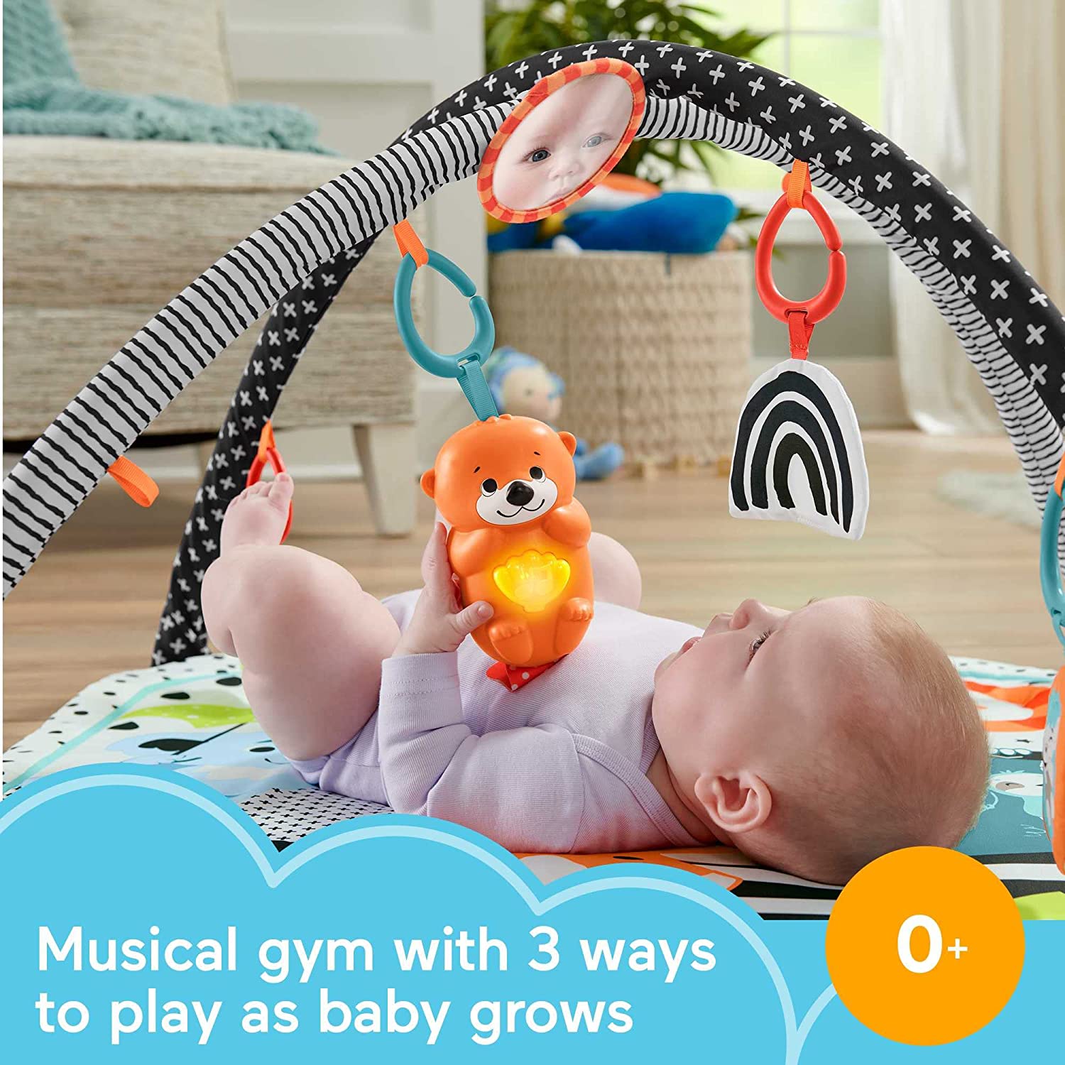 Fisher Price 3-in-1 Gym Activity Play Mat with Music, Glow & Developmental Toys