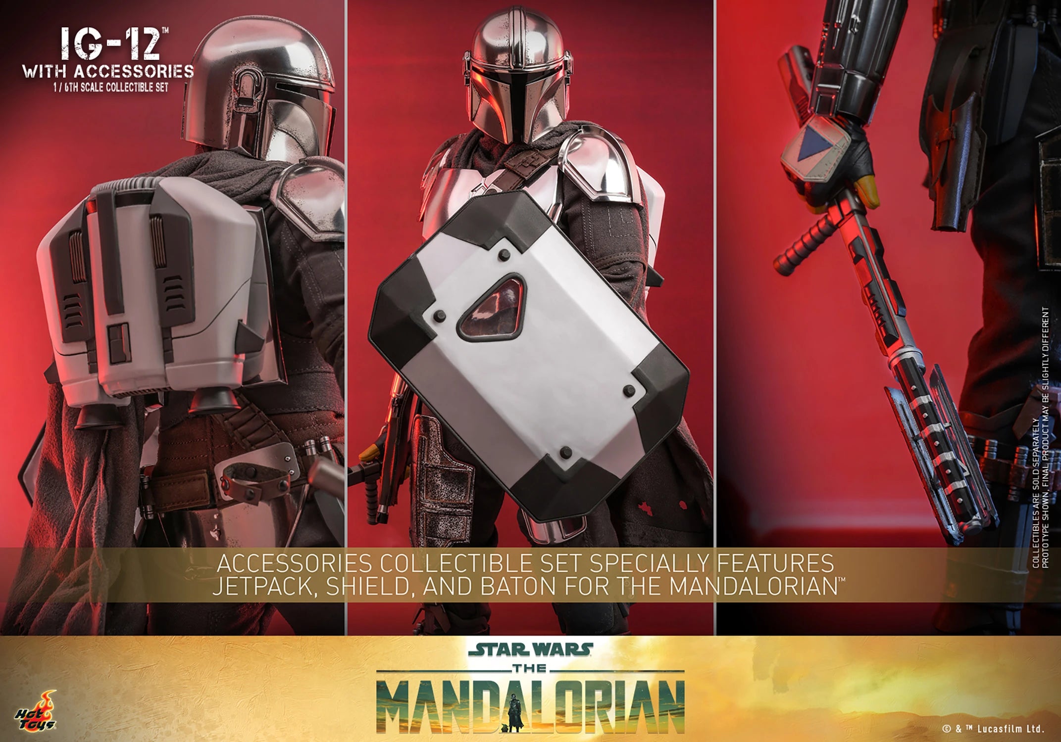 Hot Toys 1/6 Scale Mandalorian IG-12, Grogu & Accessories Collectible Set