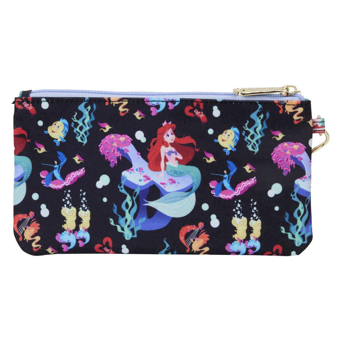 Loungefly Disney The Little Mermaid 35th Anniversary Colorful All-Over-Print Nylon Wristlet Wallet