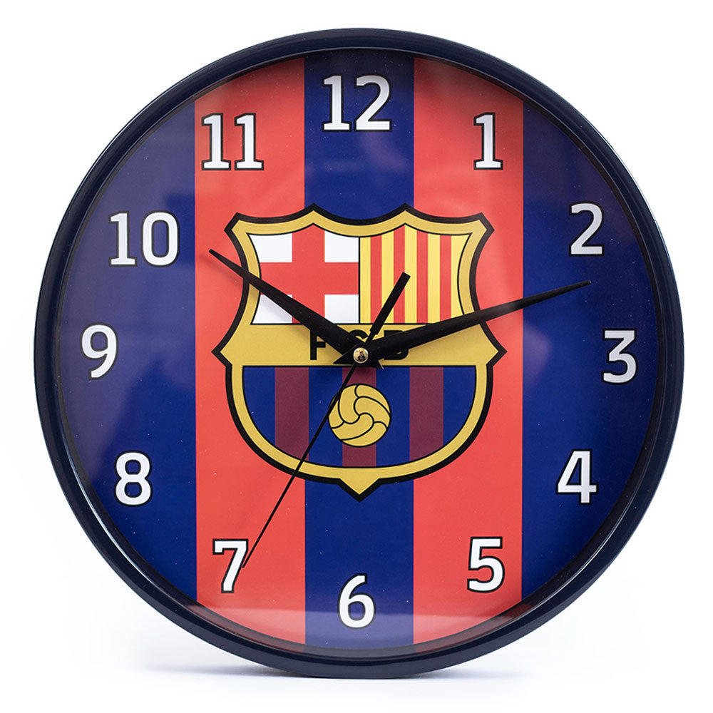 Stylish Red and Blue Striped FC Barcelona Bedroom Wall Clock