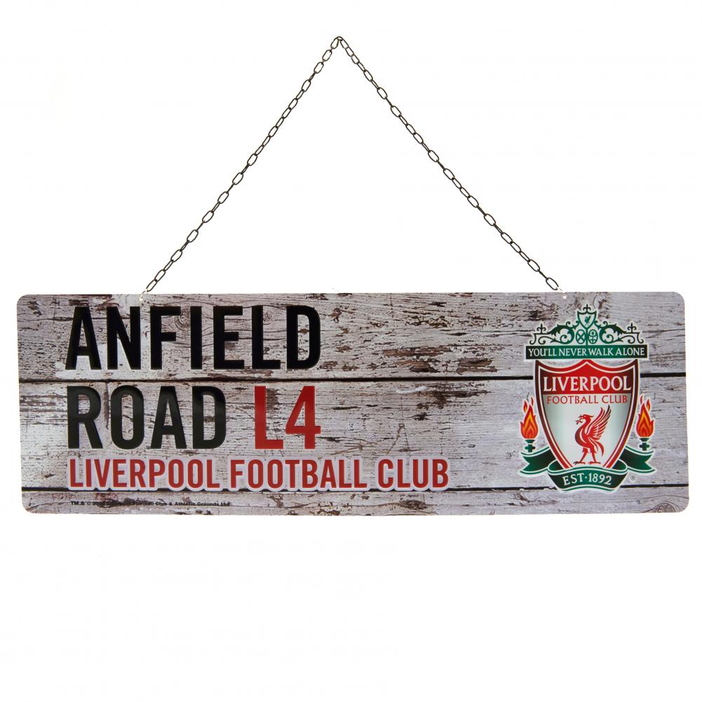 Liverpool FC Vintage-style Metal Hanging Garden Sign with Club Crest