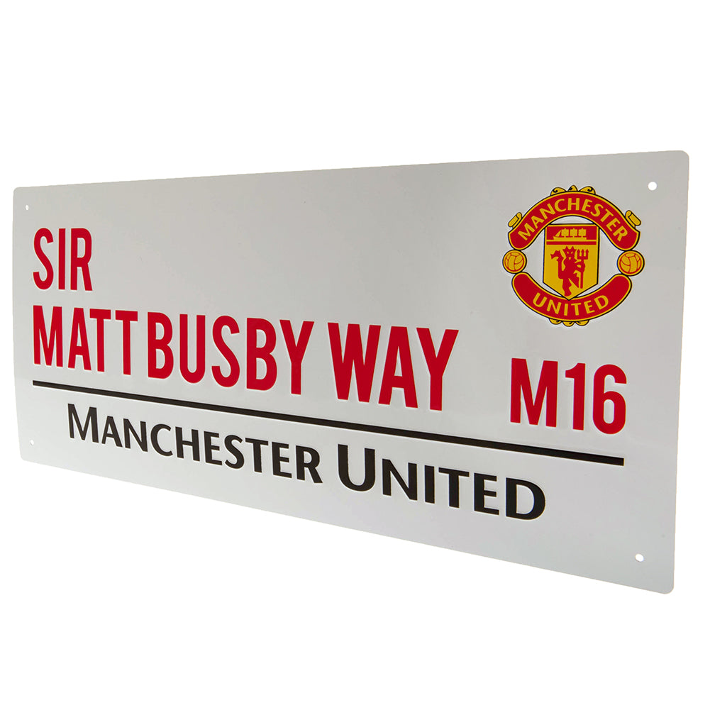 High - Gloss Stamped Metal Manchester United FC Sir Matt Busby Way Wall Sign