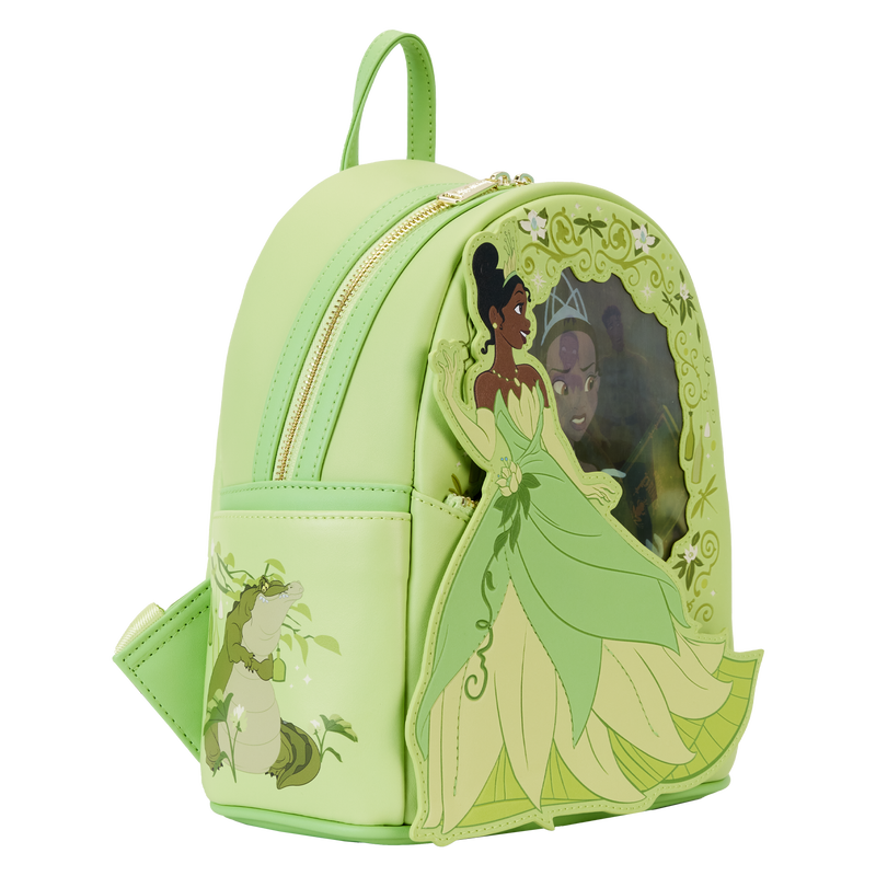 Loungefly Disney Princess and the Frog Tiana Series Lenticular Design Mini Backpack for Fashionable Carry