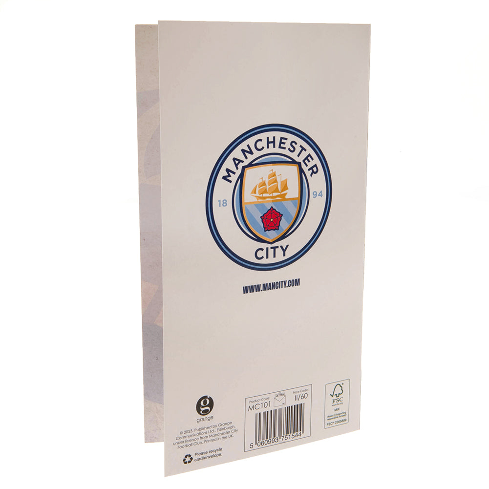 Vibrant Retro-style Manchester City FC Blue Birthday Card