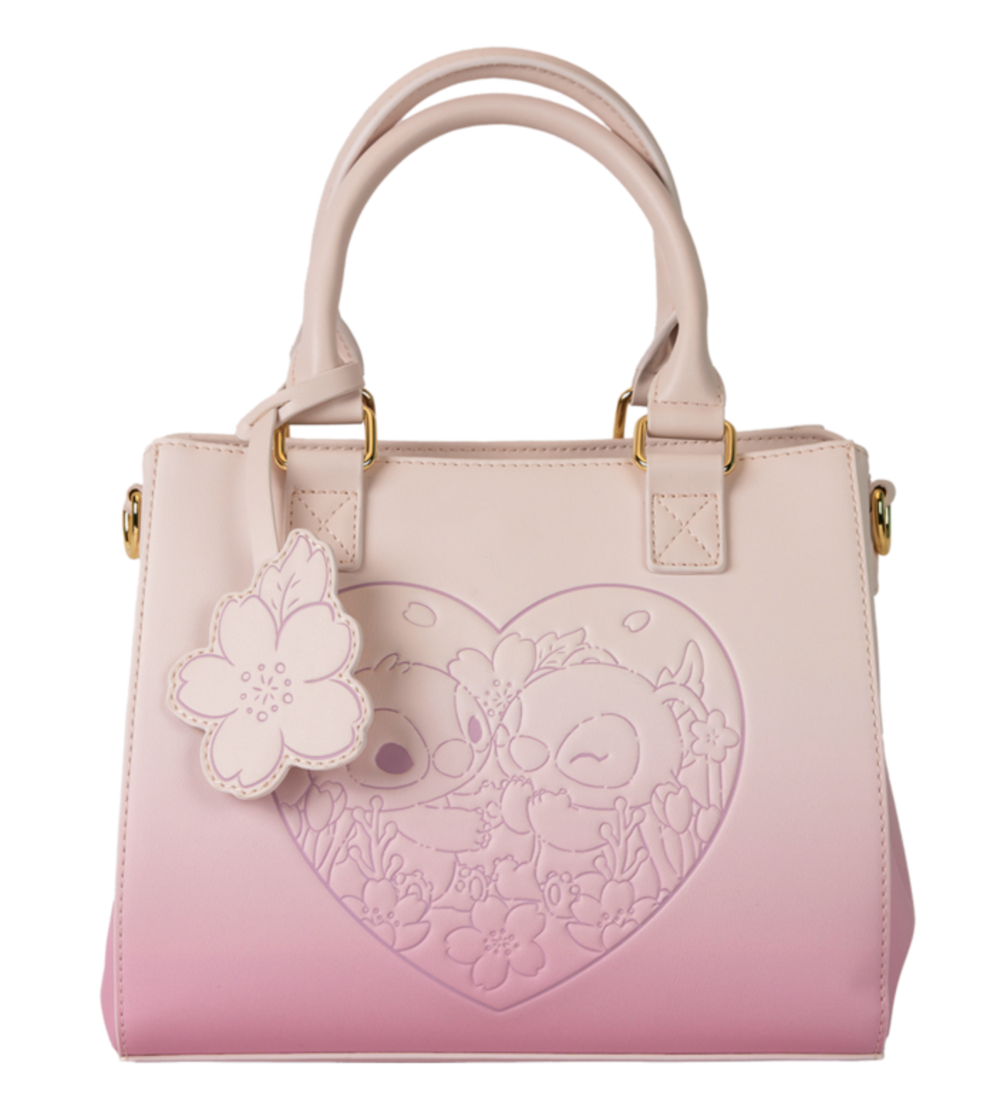 Loungefly Disney Soft Pink Stitch and Angel Adjustable Crossbody Bag