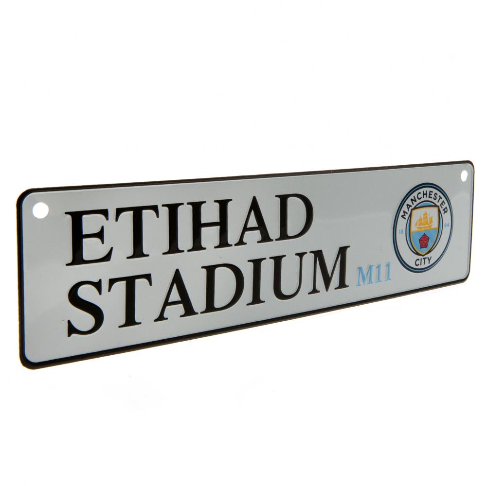 Stamped Metal Manchester City FC Window Sign for Easy Display
