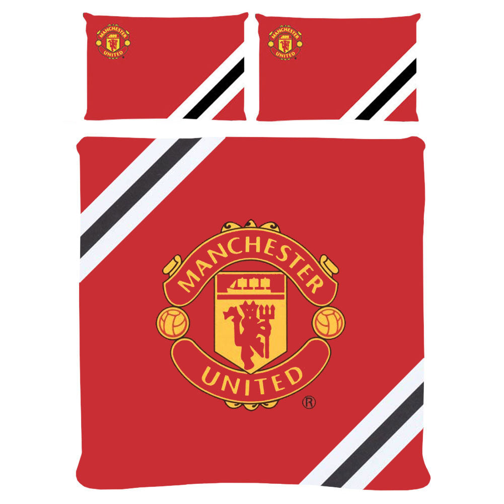 Manchester United Football Club Core Stripe Reversible Double Bed Duvet Set