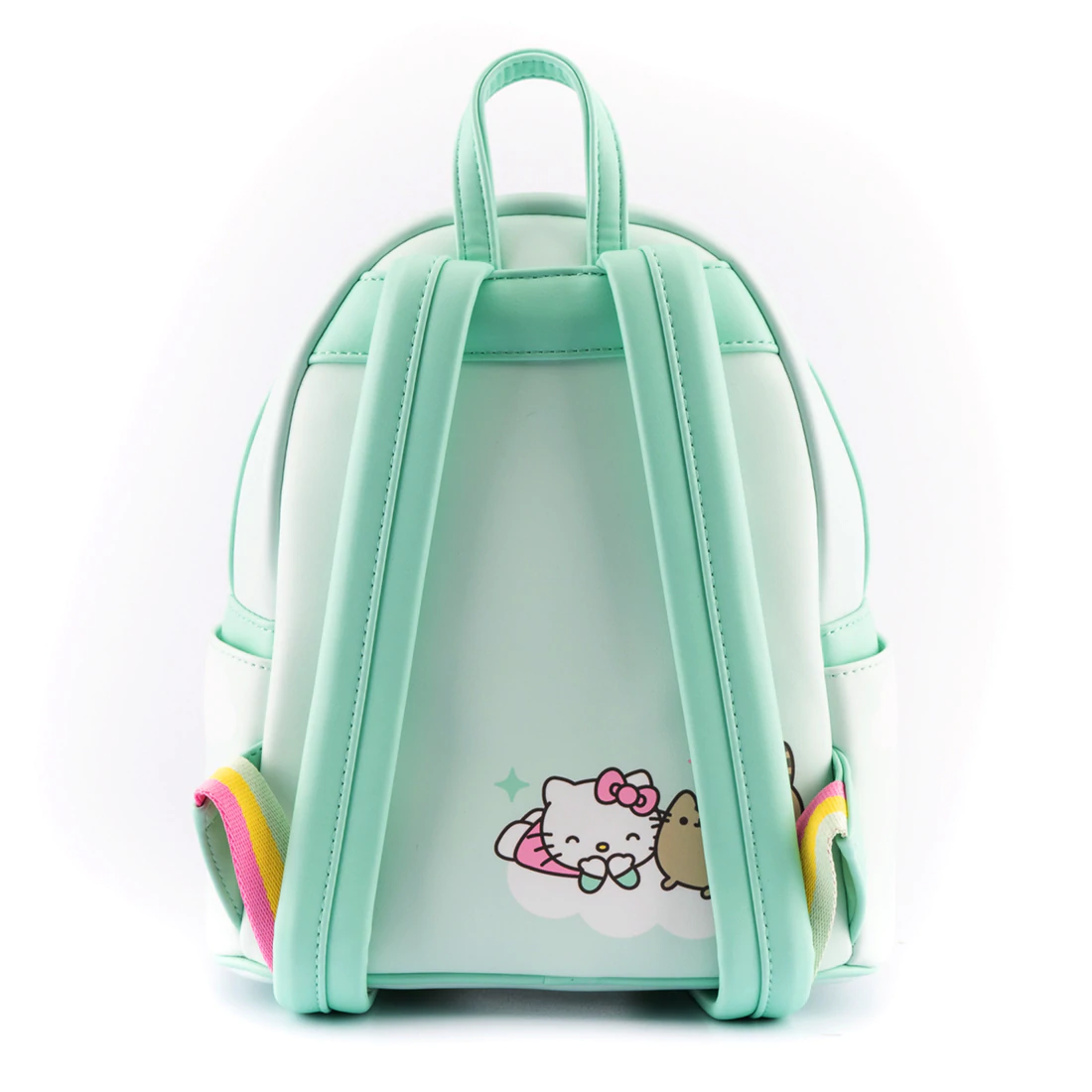 Loungefly Mini Backpack Featuring Pusheen and Hello Kitty with Balloons and Rainbow Design