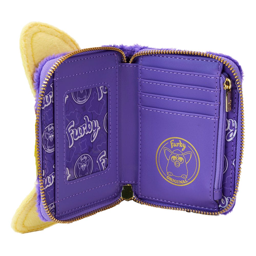 Loungefly Brand Faux Fur and Vegan Leather Zip Around Furby-Themed Wallet for Daily Use