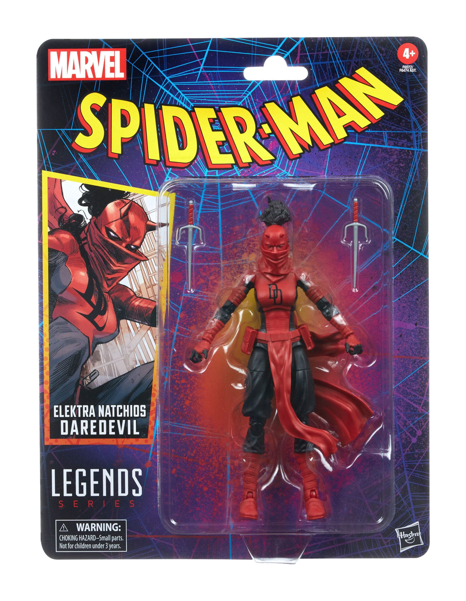 Hasbro Marvel Legends Retro-Style 6-Inch Action Figures Set: Spider-Man, Elektra Natchios as Daredevil