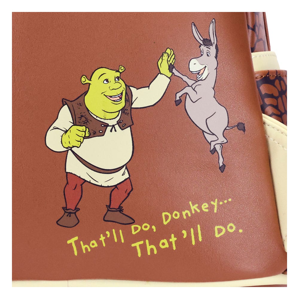 Loungefly Branded Mini Cosplay Backpack Featuring Shrek and Donkey Characters