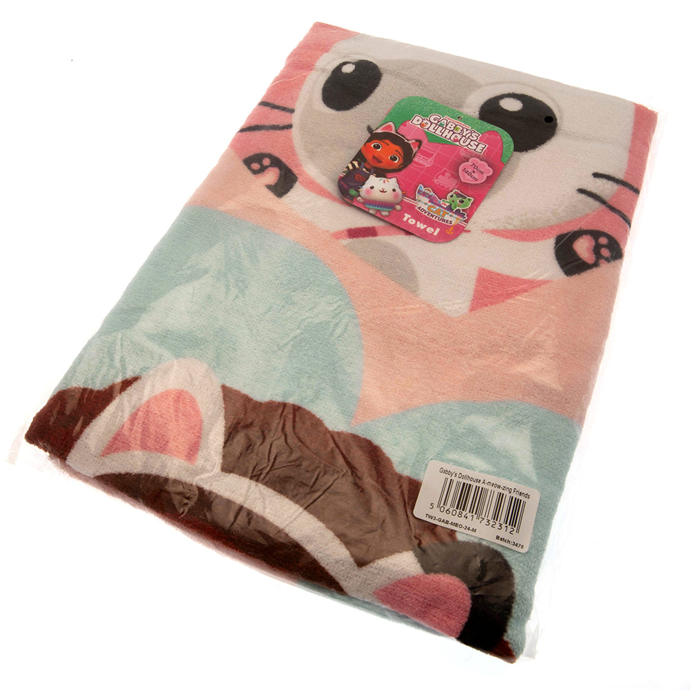 Large and Soft Gabby's Dollhouse Pink Velour Cotton Beach Towel