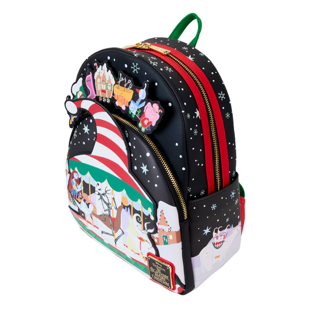 Loungefly Brand Disney The Nightmare Before Christmas Christmas Town Themed Fashionable Mini Backpack for Travel and Daily Use