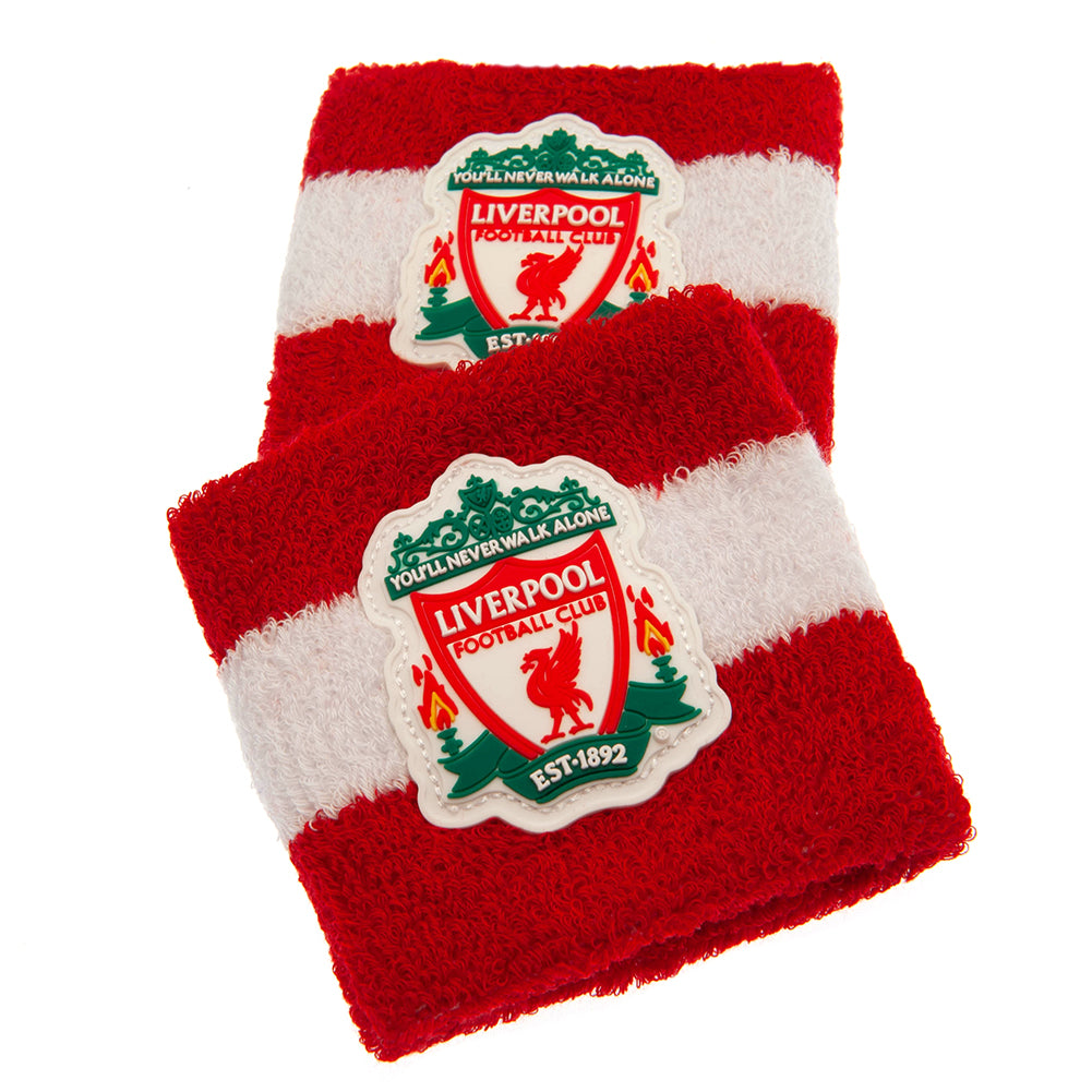 Soft Cotton Liverpool FC Red and White Wristbands with Club Crest (Pack of 2)