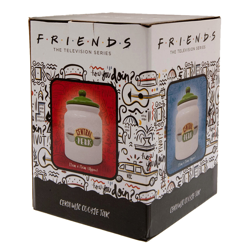 Large Glazed Ceramic Friends Themed Cookie Jar with Central Perk Logo