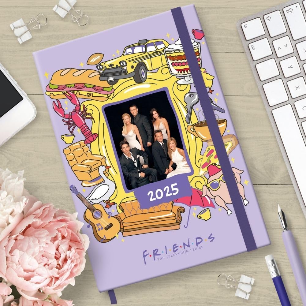 2025 Friends-themed A5 Hardcover Weekly View Diary with Elastic Closure and Bookmark