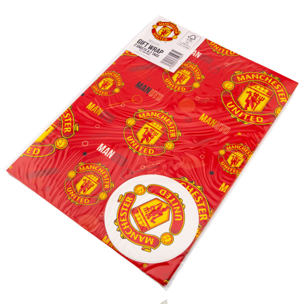 Manchester United Football Club Decorative Text Gift Wrapping Paper Set