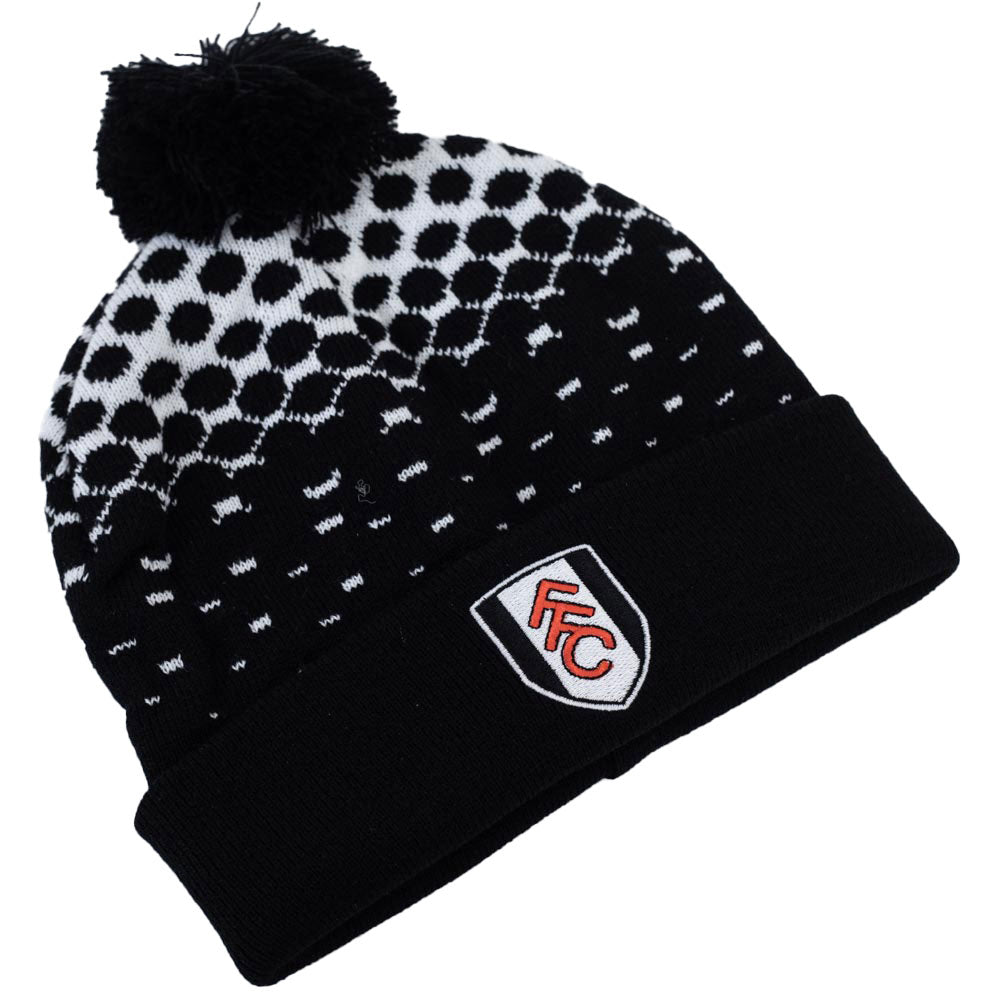 Stylish Fulham FC Black and White Fade Design Ski Bobble Hat - One Size Fits All