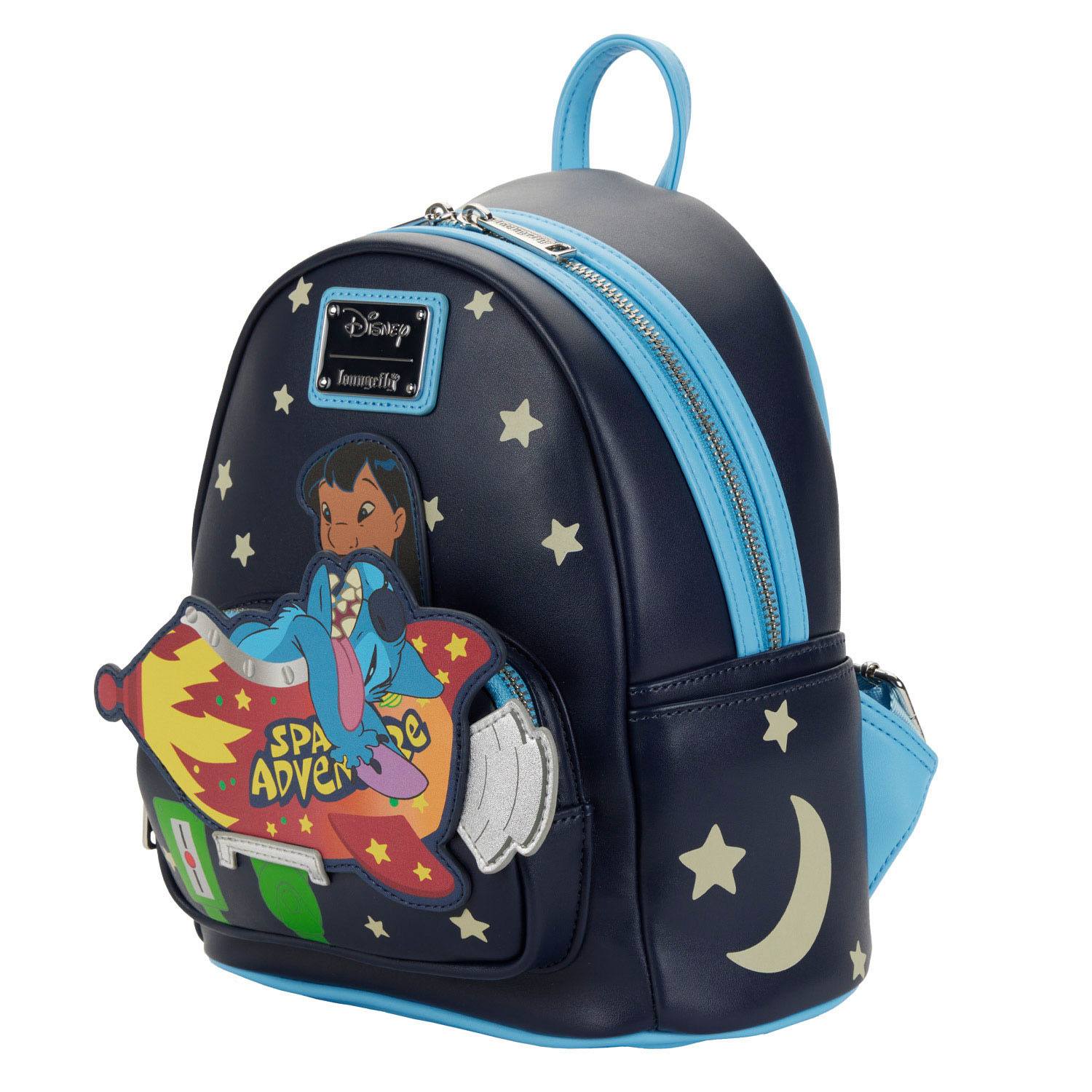 Loungefly Licensed Disney Lilo & Stitch Themed Space Adventure Mini Backpack for Cosplay and Daily Use