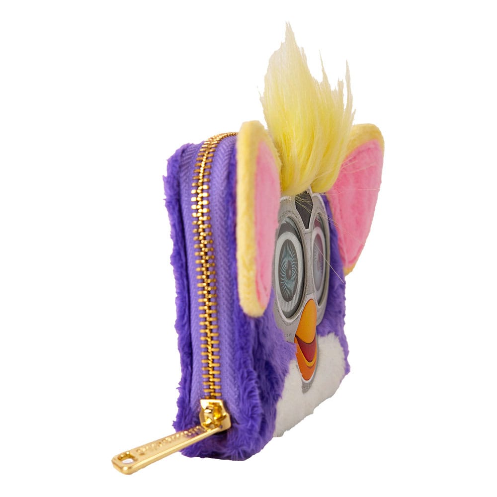 Loungefly Brand Faux Fur and Vegan Leather Zip Around Furby-Themed Wallet for Daily Use