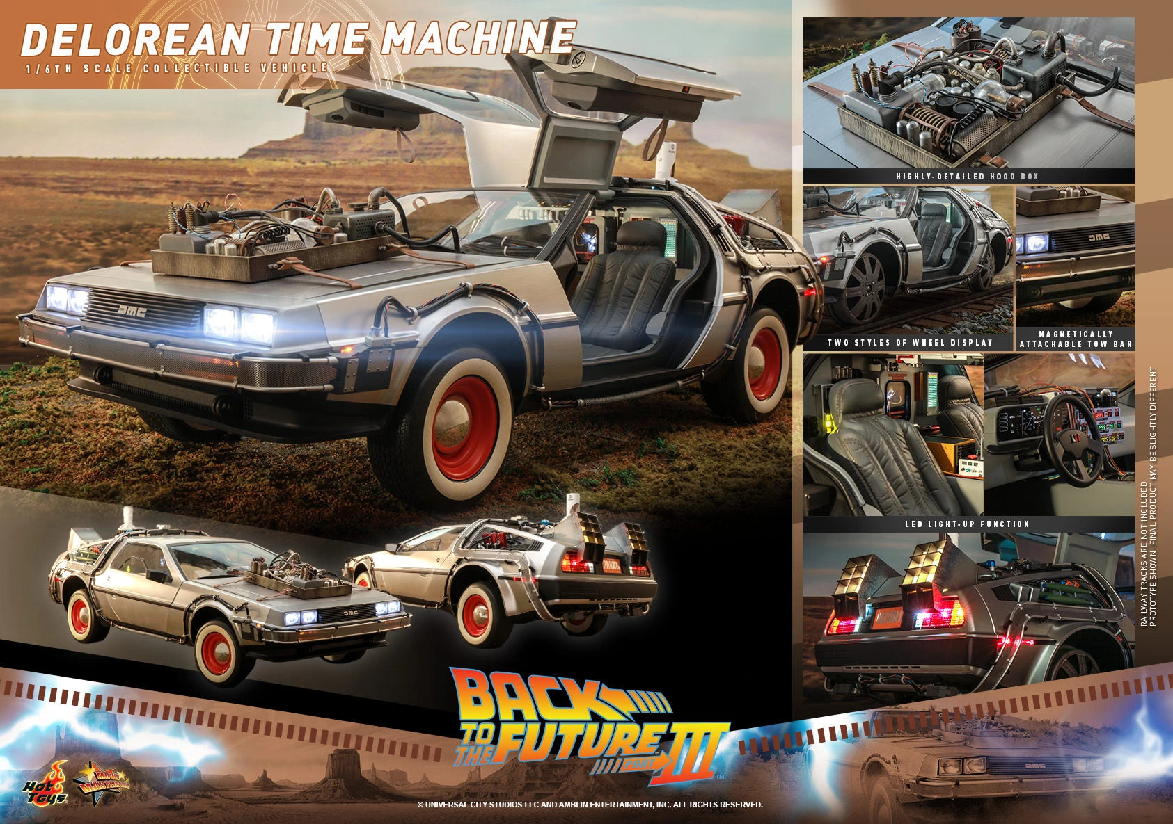 Hot Toys 1/6th Scale Back to the Future Part III DeLorean Time Machine Collectible