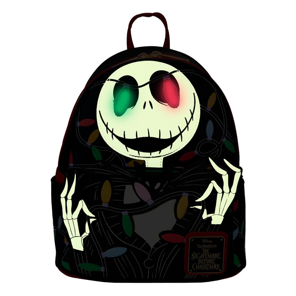 Loungefly Disney The Nightmare Before Christmas Mini Backpack with Glowing Smiling Jack and Light - Up Features