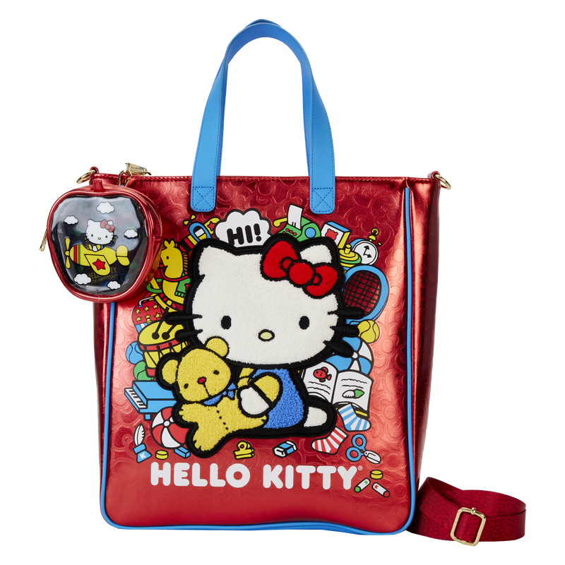 Loungefly Sanrio Hello Kitty 50th Anniversary Shiny Metallic Tote with Detachable Coin Bag
