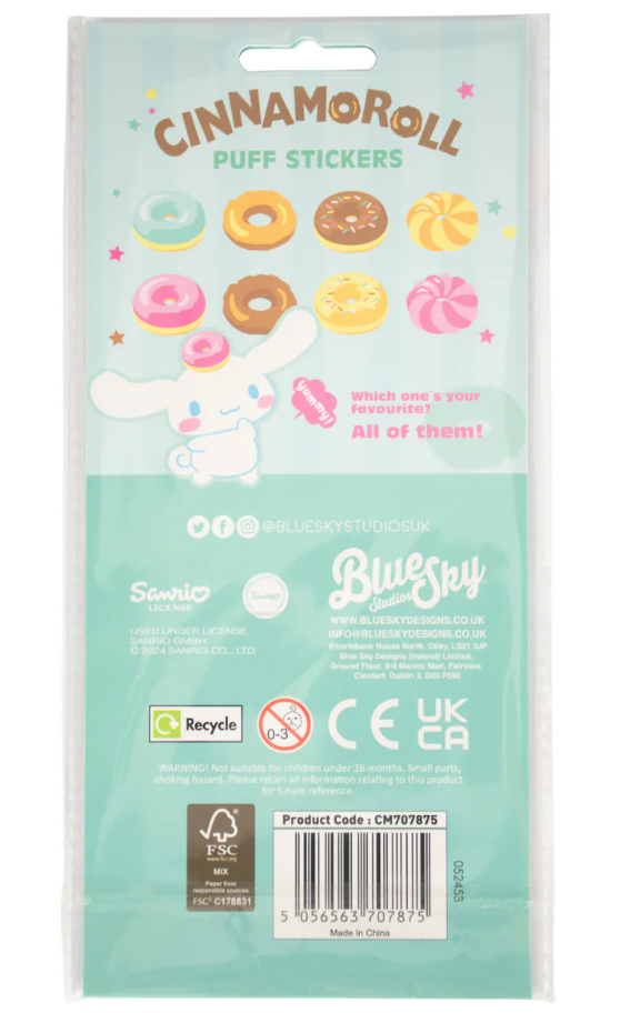 Hello Kitty & Friends Cinnamoroll Puff Adorable Kawaii 50 - Piece Stickers Set for Decorating