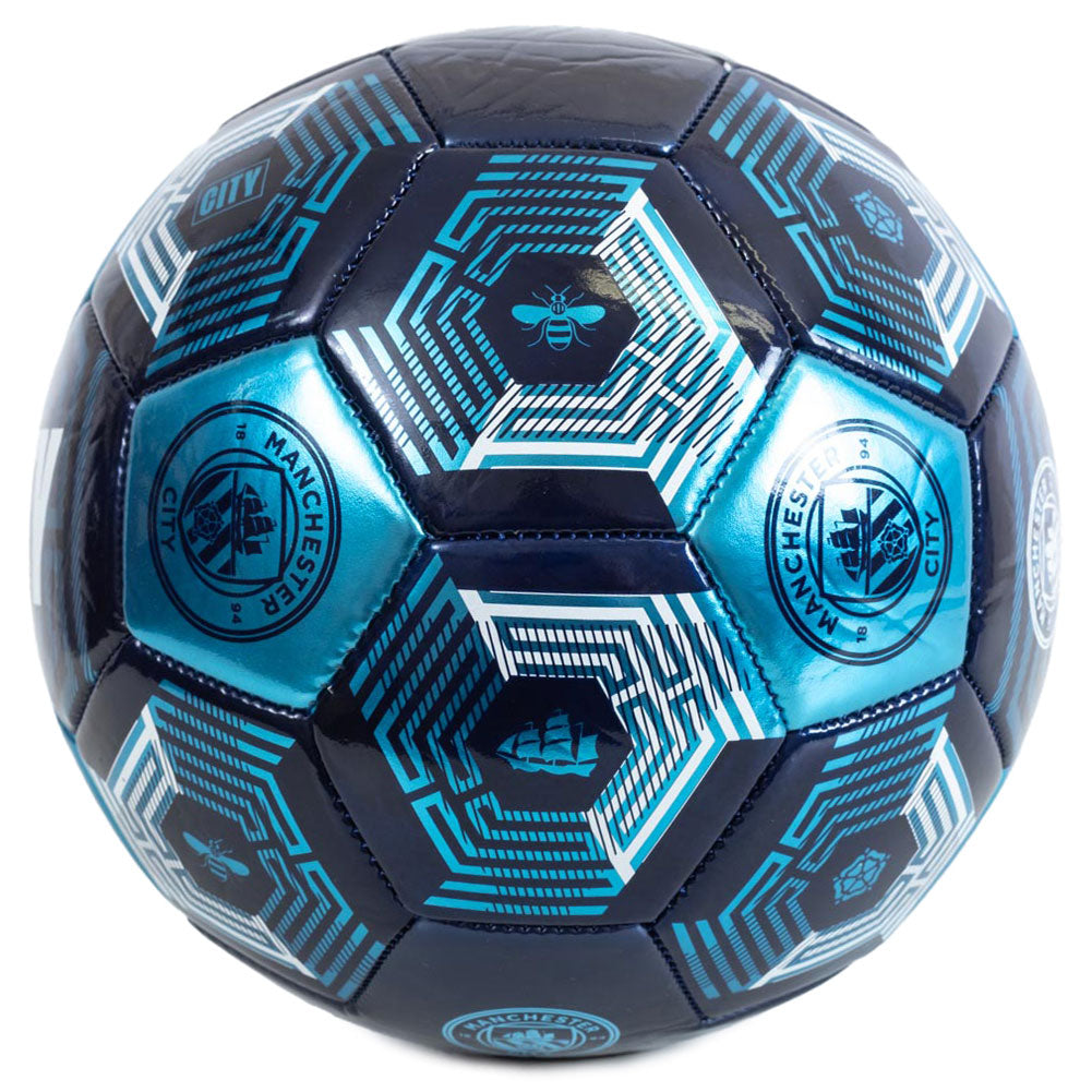 High - spec Vibrant Blue Metallic Manchester City Treble Champions Football