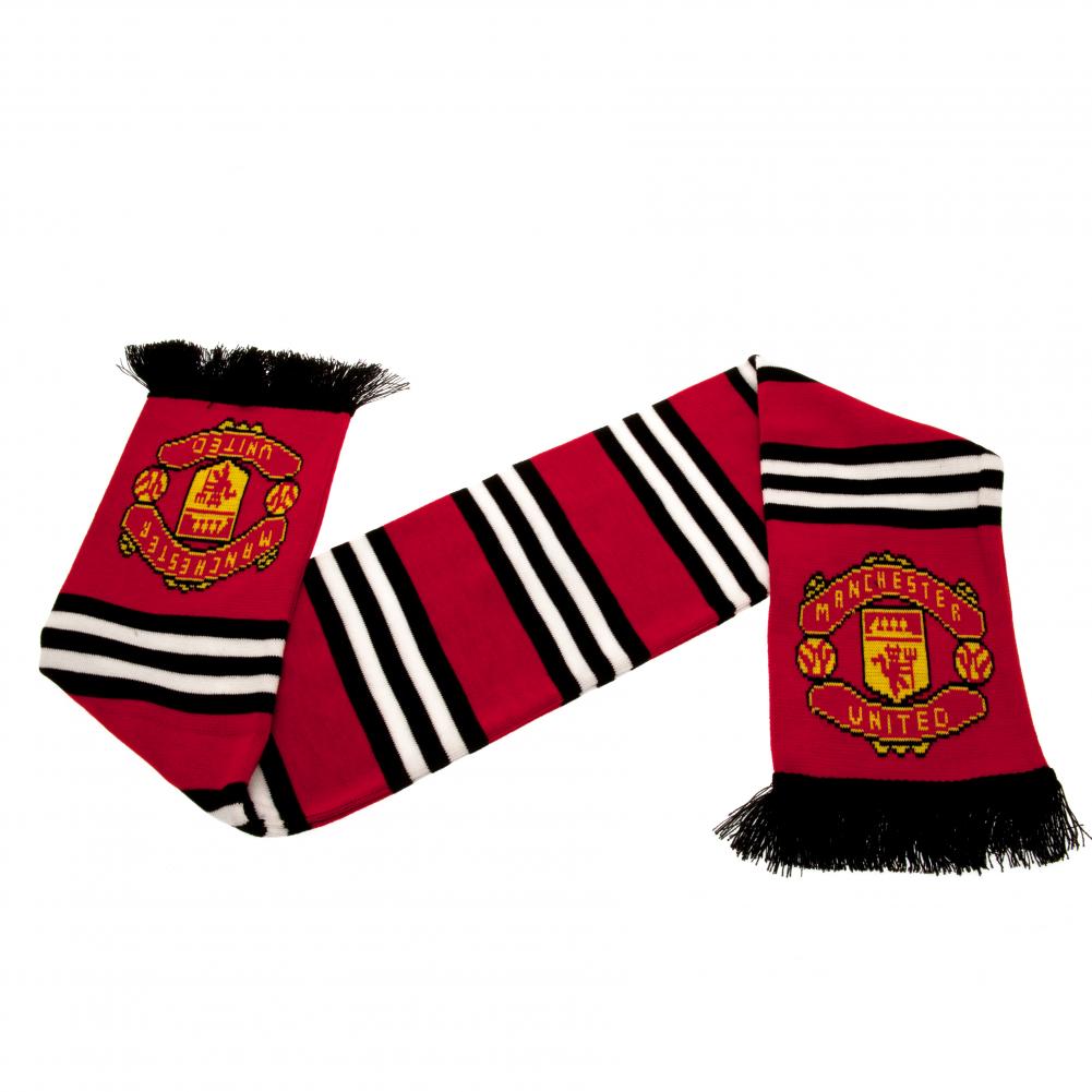 Stylish Jacquard Knit Manchester United FC Scarf in Red, White and Black