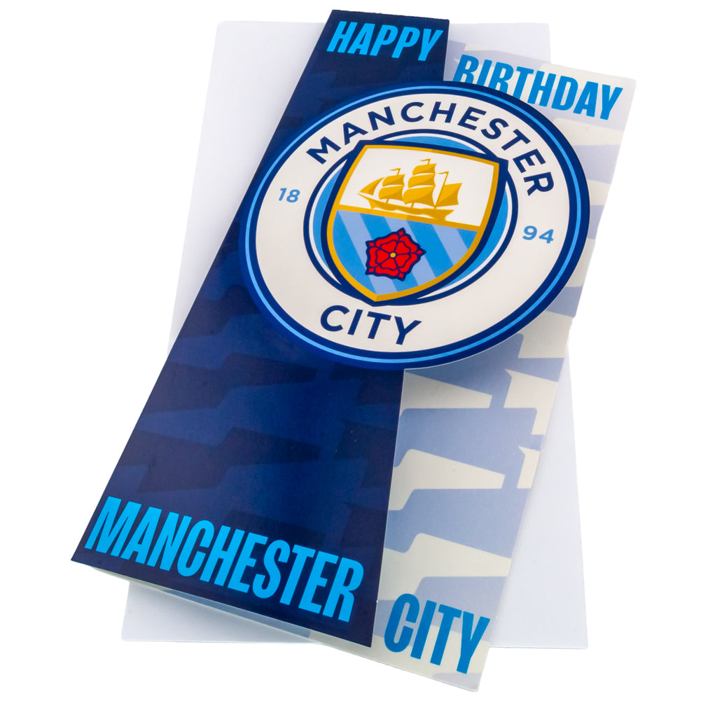Colorful Glossy Manchester City FC Crest Fold - Out Birthday Card