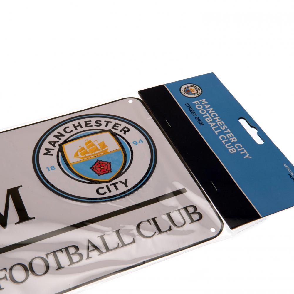 Stunning White Gloss Finish Manchester City FC Road Wall Sign