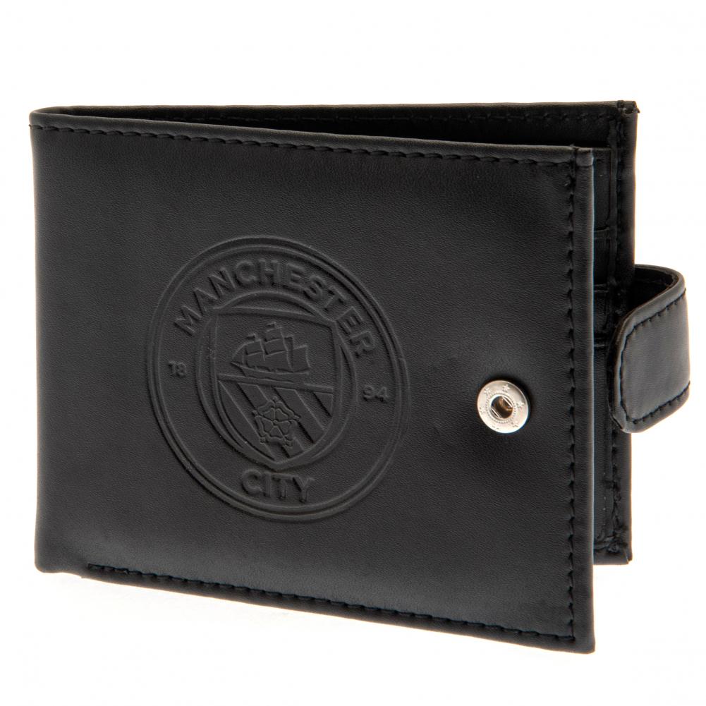 Manchester City FC Stylish RFID-Protected Black Leather Wallet